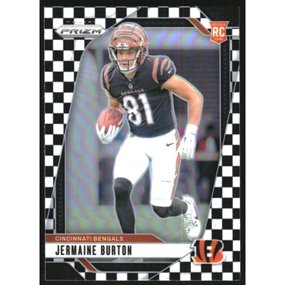 2024 Panini Prizm Prizms Black and White Checker #350 Jermaine Burton