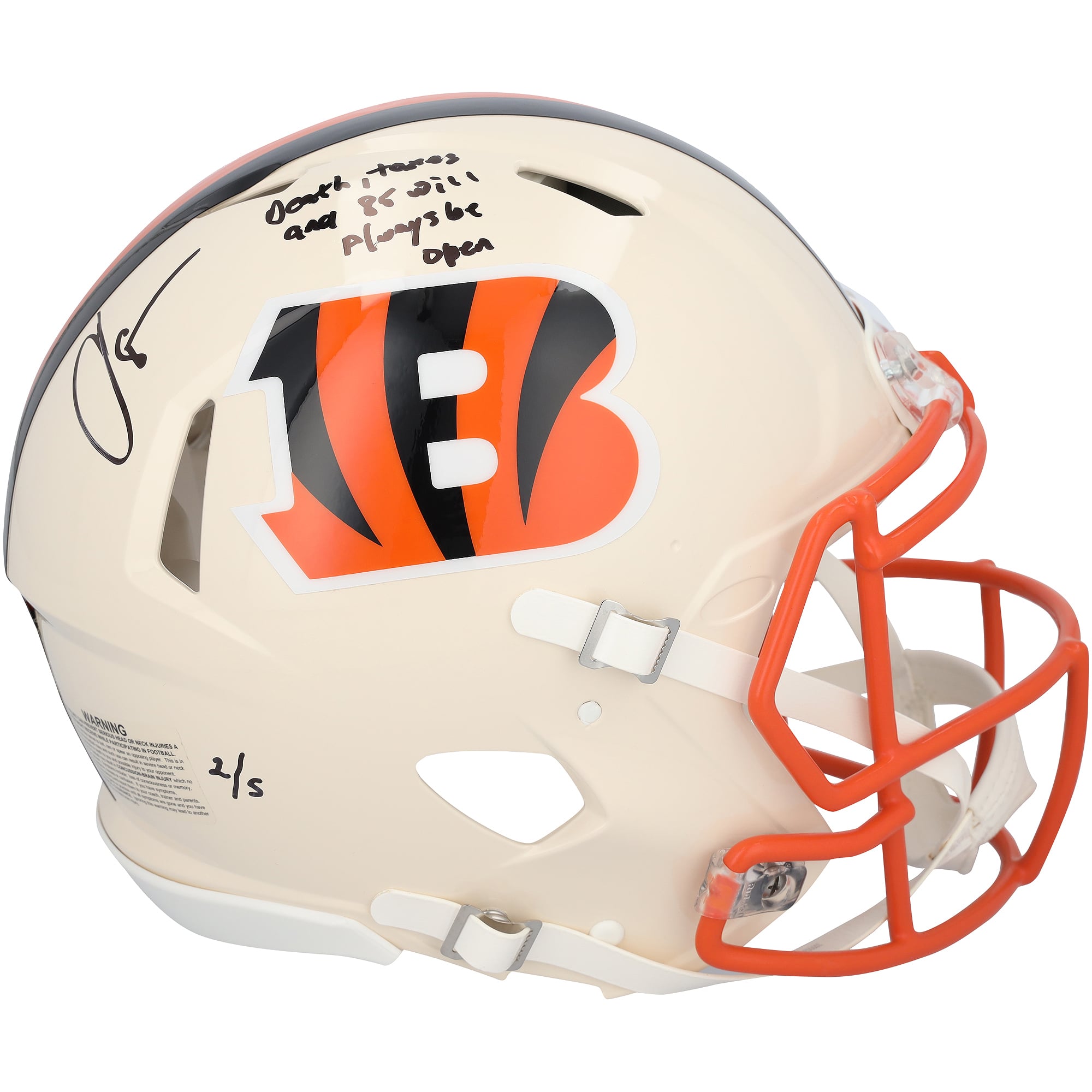 Chad Johnson Cincinnati Bengals Autographed Riddell Retro Speed Authentic Helmet with "Death, taxes and 85 will always be open" Inscription