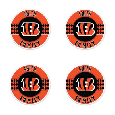 Cincinnati Bengals 4" Personalized Circular Coasters 4-Pack Set