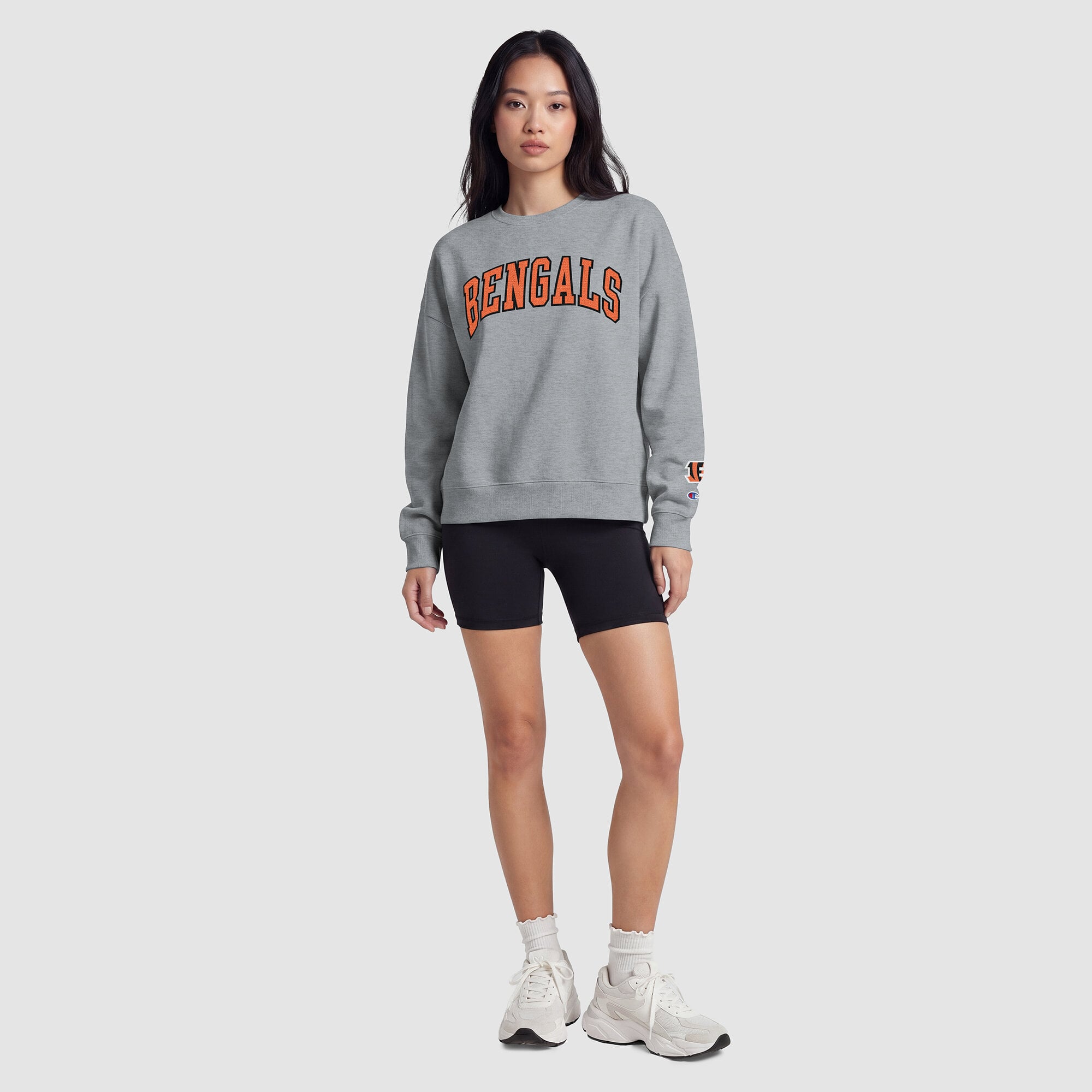 Sweat-shirt à doublure contrastée Champion des Bengals de Cincinnati pour femme - Gris chiné