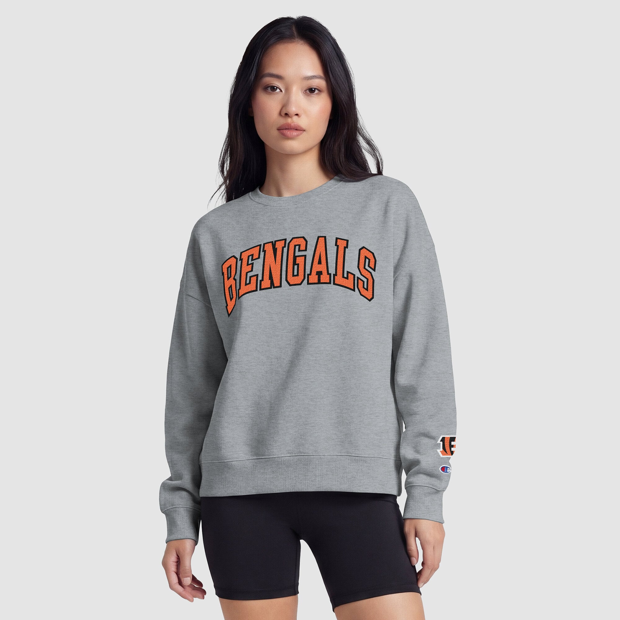 Sweat-shirt à doublure contrastée Champion des Bengals de Cincinnati pour femme - Gris chiné