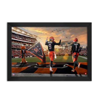 Cincinnati Bengals Joe Burrow & Ja'Marr Chase 14" x 20" Two-Player Framed Print