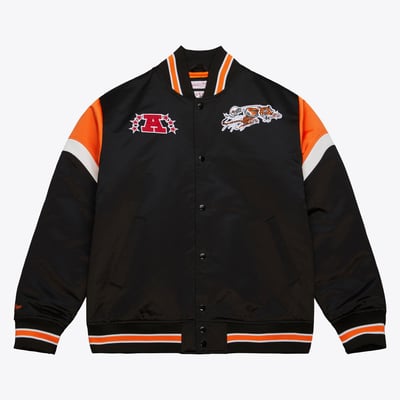 Chaqueta de satén grueso Mitchell & Ness de los Cincinnati Bengals - Negra - Para hombre