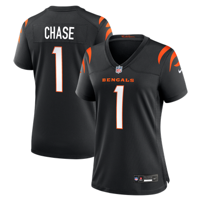 Camiseta Nike Game de la 1ª equipación del Cincinnati Bengals - Negro - Ja'Marr Chase - Mujer