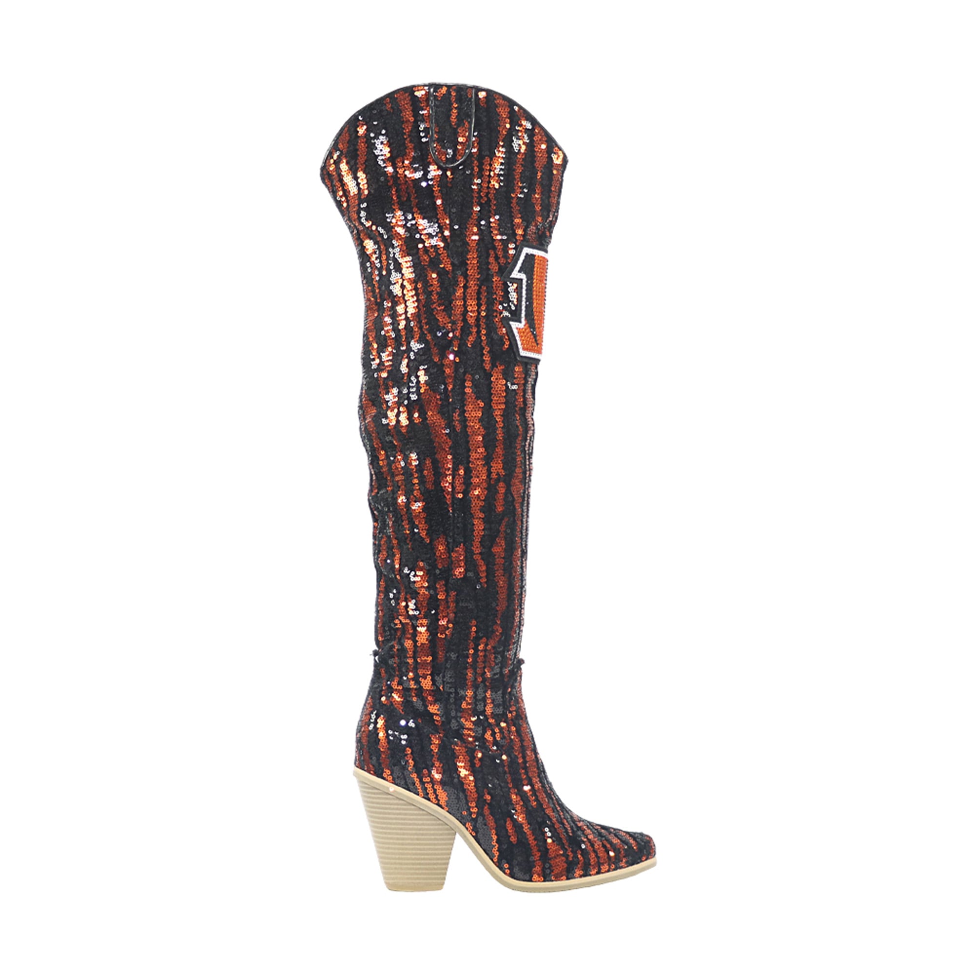 FABGATING by Cuce  Cincinnati Bengals Over-the-Knee Two-Tone Sequin Boots