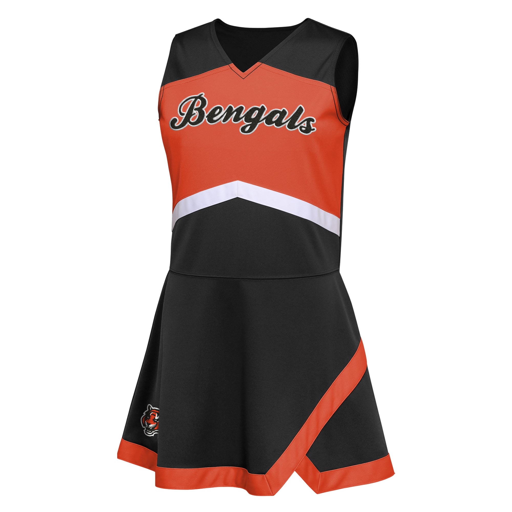 Ensemble deux pièces robe-salopette noire Cincinnati Bengals pour filles d'âge préscolaire, avec bloomer