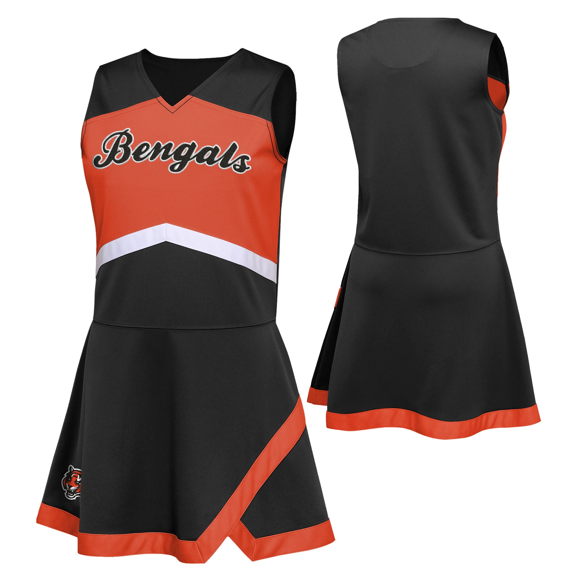Ensemble deux pièces robe-salopette noire Cincinnati Bengals pour filles d'âge préscolaire, avec bloomer