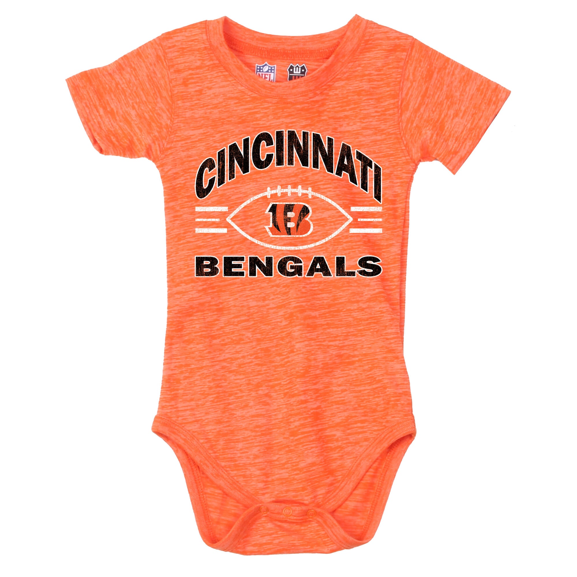 Ensemble body et short pour bébé Wes & Willy orange/noir Cincinnati Bengals Cloudy Yard Hopper
