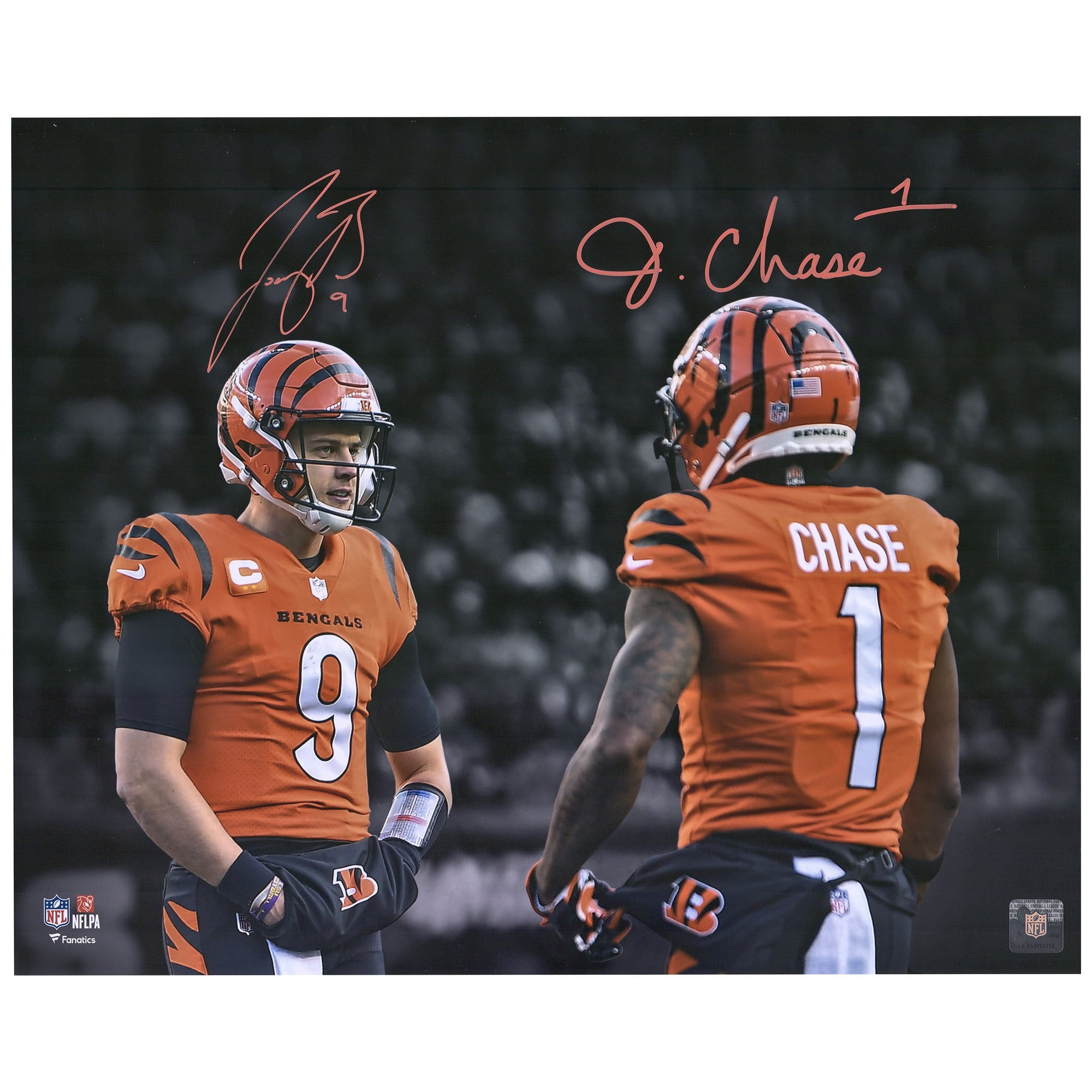 Ja'Marr Chase & Joe Burrow Cincinnati Bengals Multi-Signed 16" x 20" Spotlight Photograph