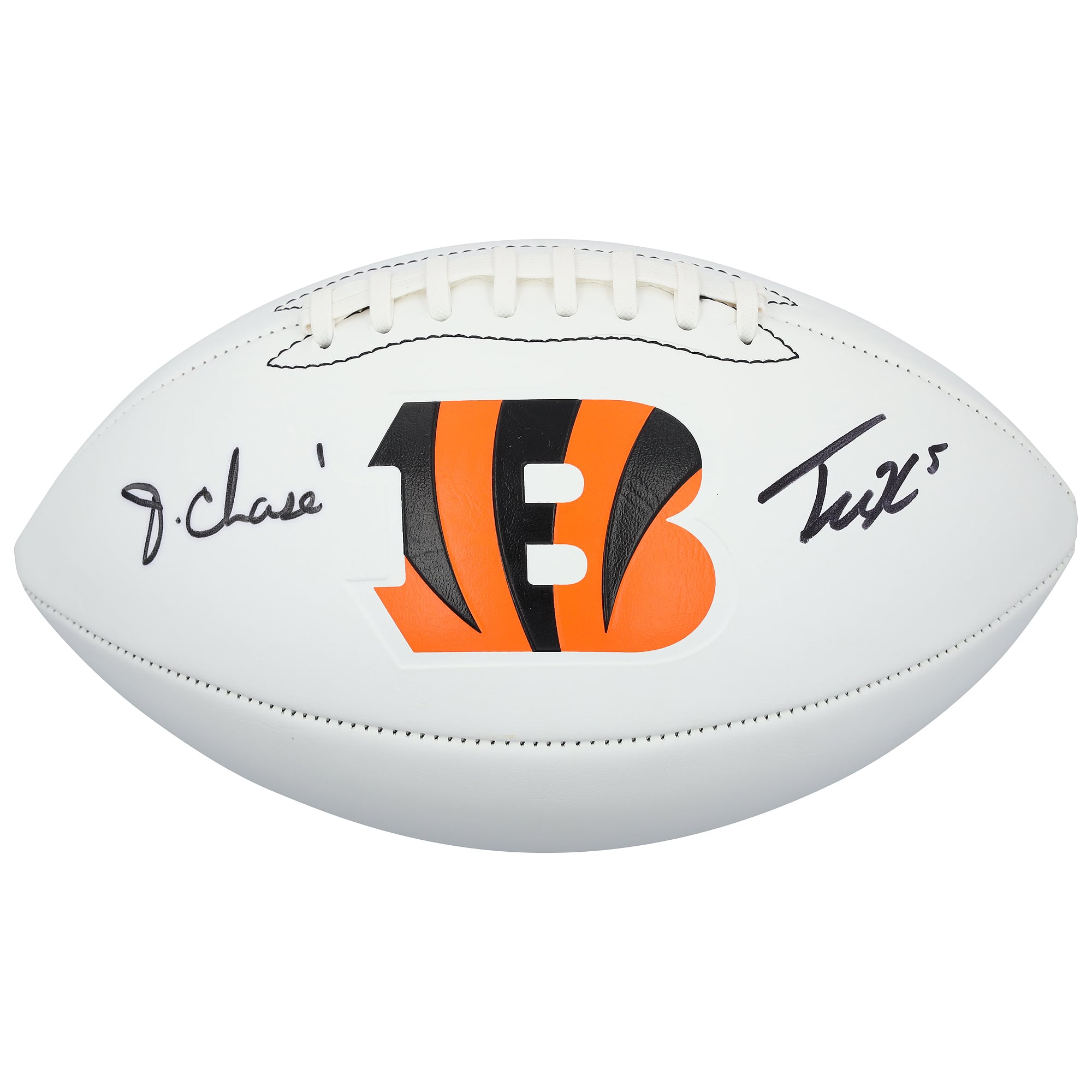 Ja'Marr Chase & Tee Higgins Cincinnati Bengals Autographed Franklin White Panel Football