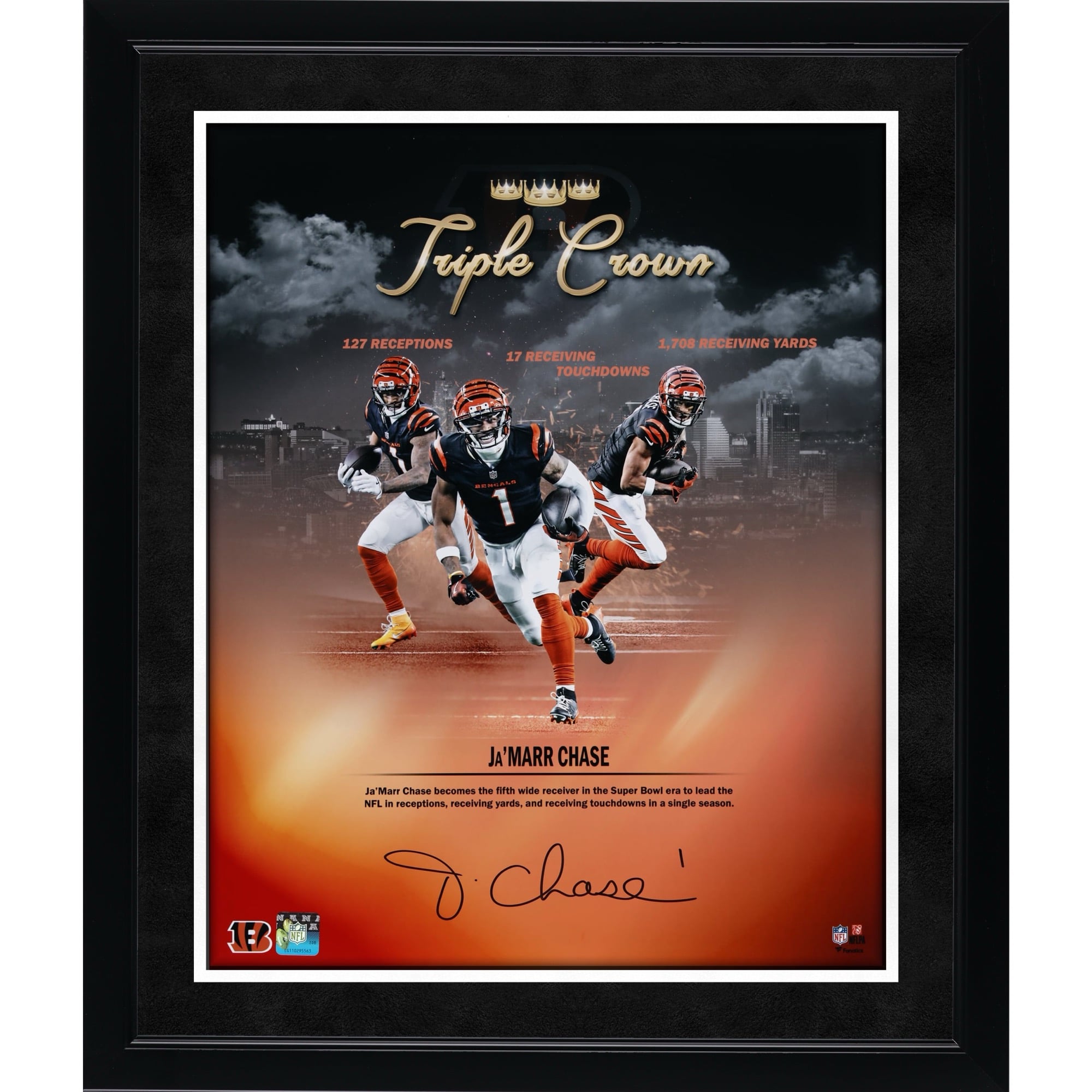 Ja'Marr Chase Cincinnati Bengals Autographed 16" x 20" 2024 Triple Crown Collage Photograph