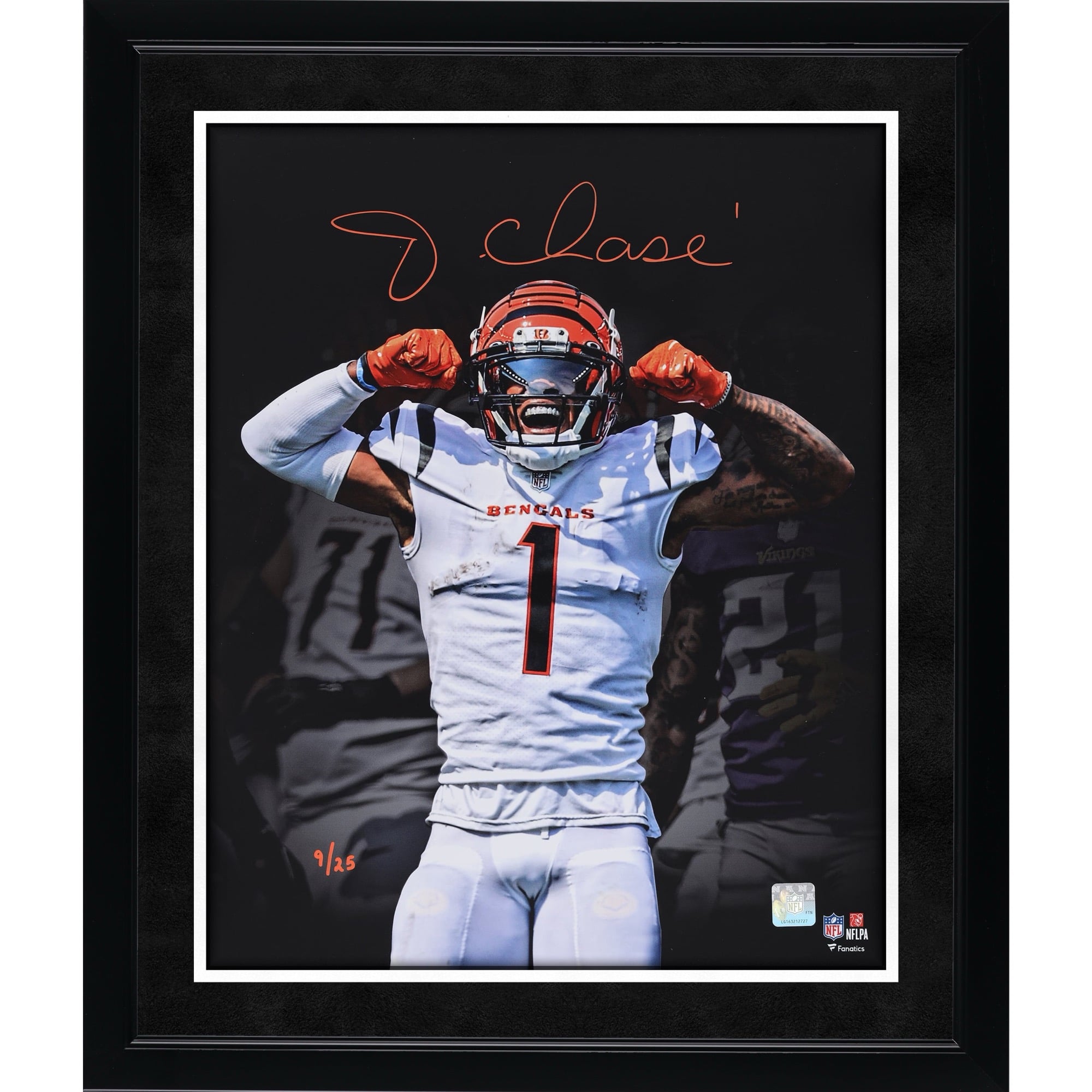 Photo dédicacée par Ja'Marr Chase (Cincinnati Bengals) - Format 40 x 50 cm - Édition limitée à 25 exemplaires