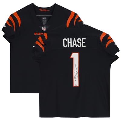 Ja'Marr Chase Cincinnati Bengals Autographed Fanatics Authentic Nike Black Elite Jersey