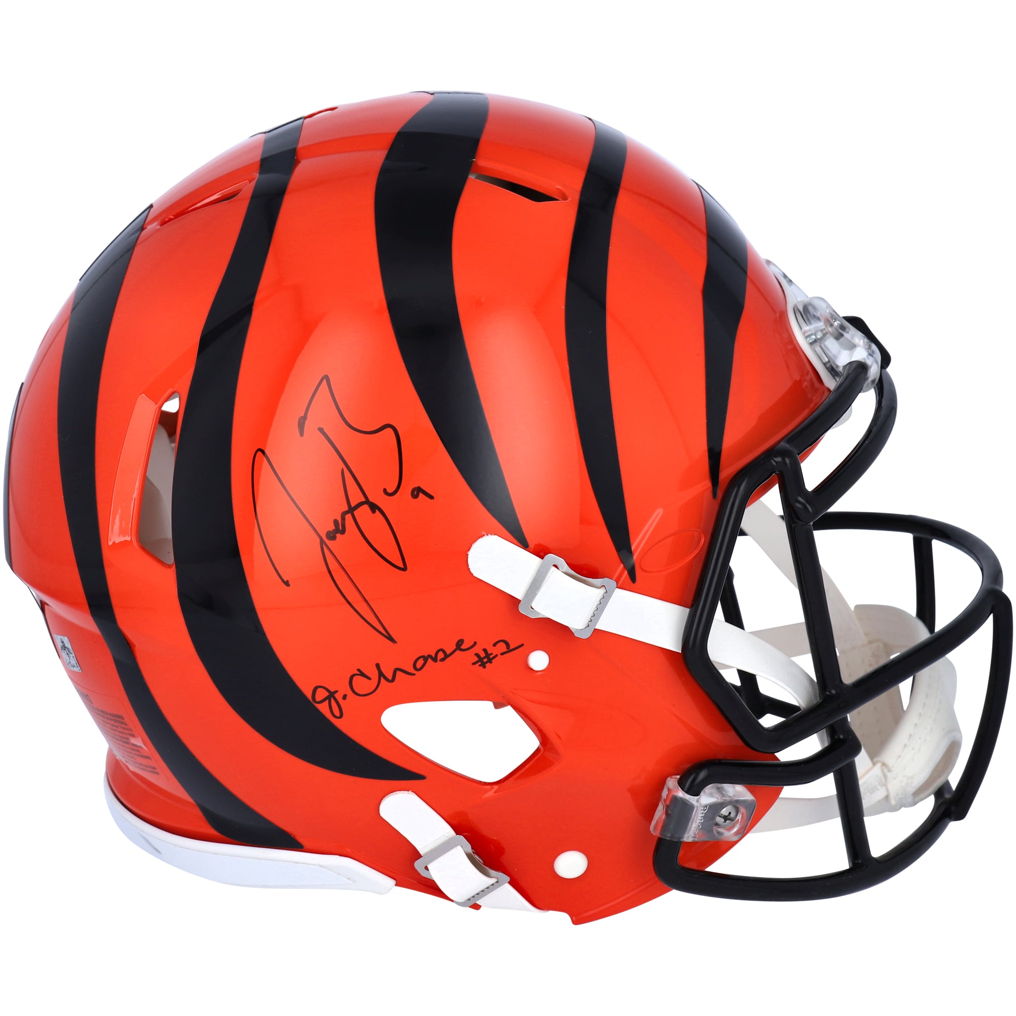 Casque authentique Riddell Speed ​​Logo autographié par Joe Burrow et Ja'Marr Chase des Bengals de Cincinnati