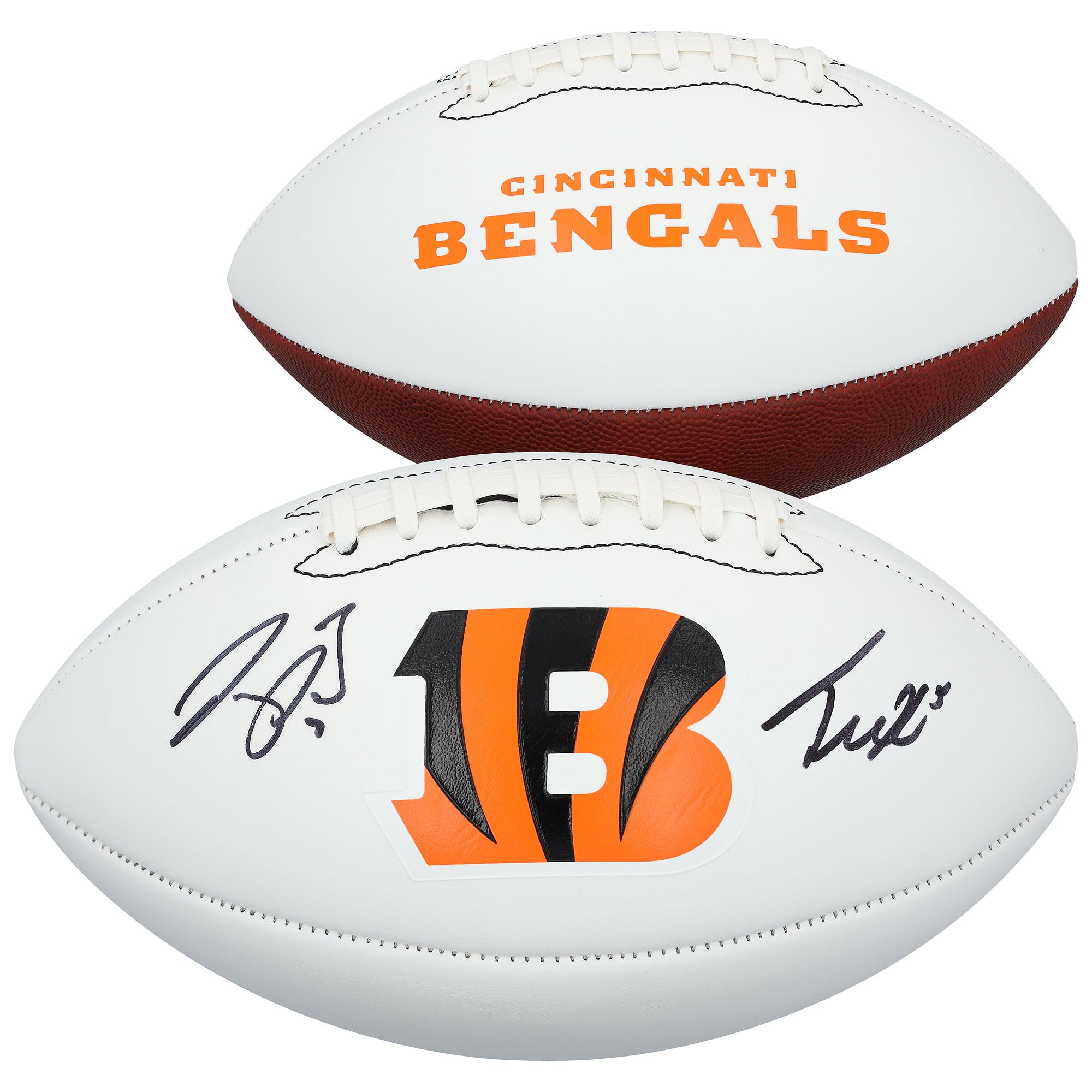 Joe Burrow & Tee Higgins Cincinnati Bengals Autographed Franklin White Panel Football