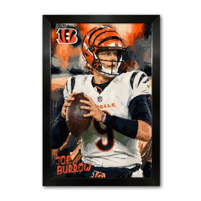 Joe Burrow Cincinnati Bengals 14" x 20" Framed Football Player Action Portrait – Artist Series Print