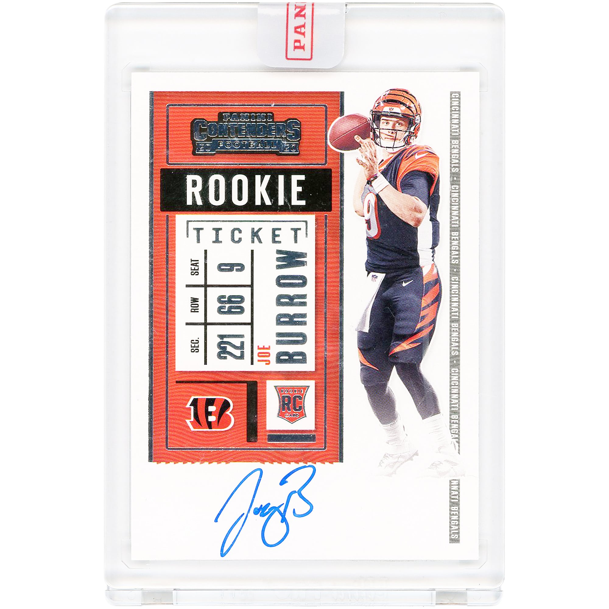 Joe Burrow Cincinnati Bengals Autographed 2020 Panini Contenders Rookie Ticket #101 Rookie Card