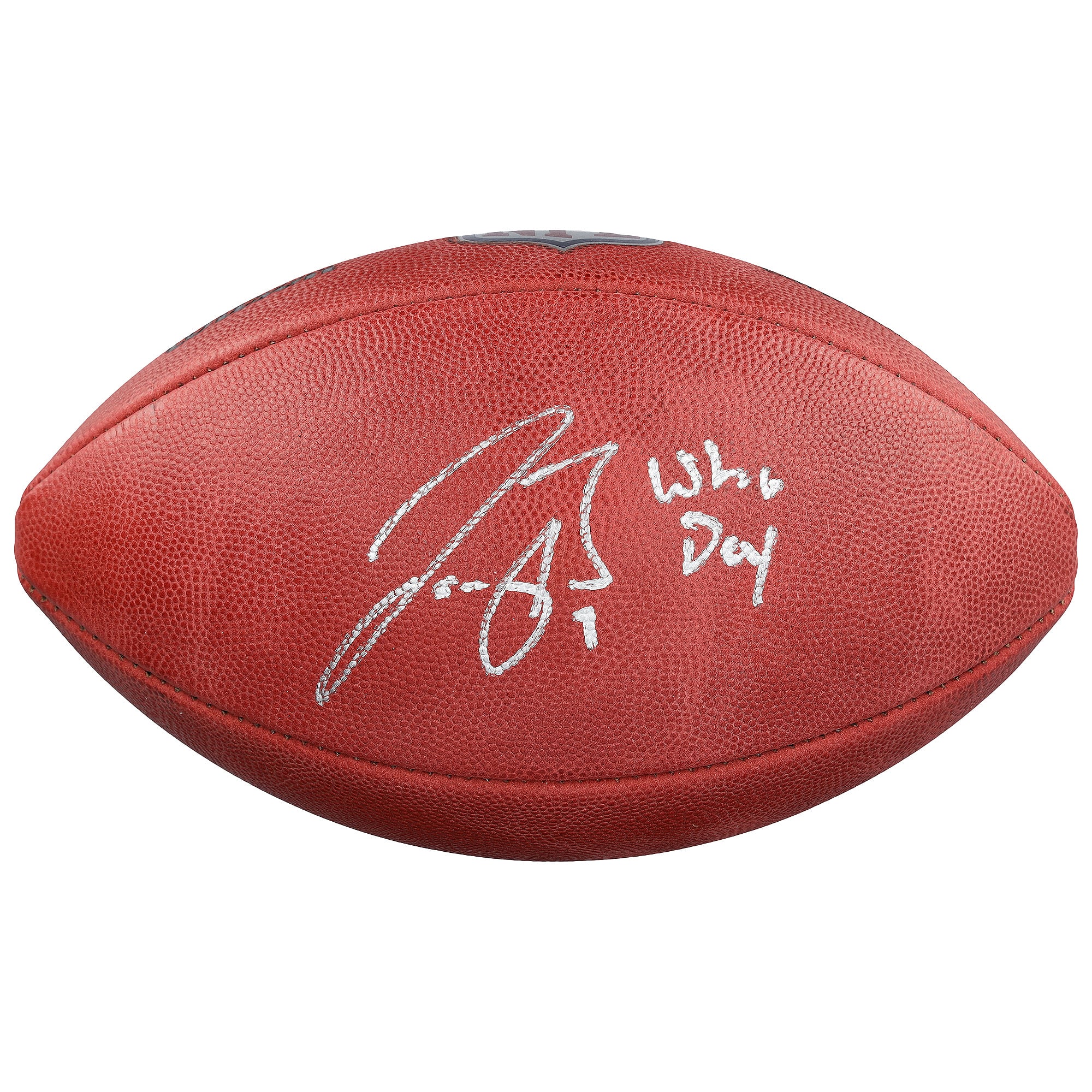 Ballon de football américain Duke en couleurs, autographié par Joe Burrow (Cincinnati Bengals), avec inscription « Who Dey ».