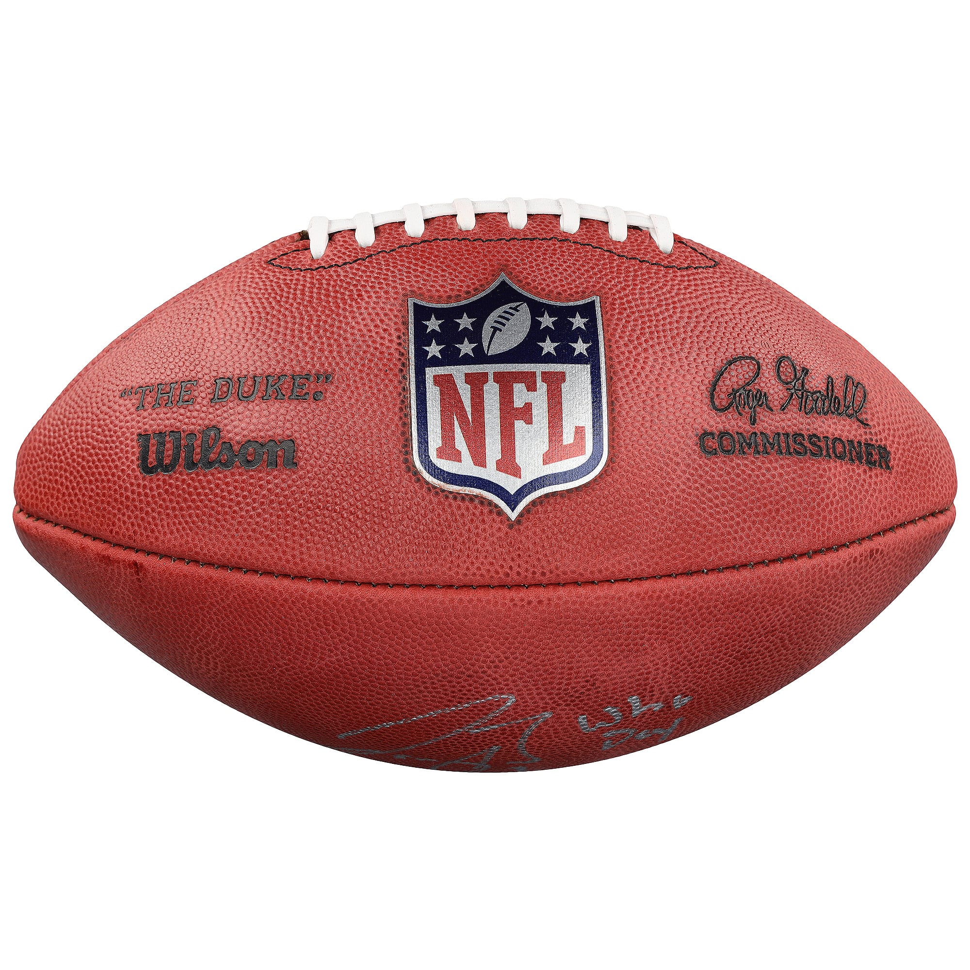 Ballon de football américain Duke en couleurs, autographié par Joe Burrow (Cincinnati Bengals), avec inscription « Who Dey ».