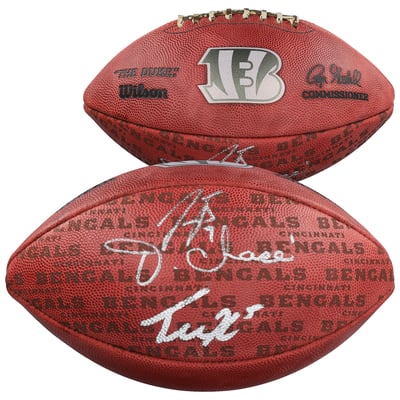 Joe Burrow, Ja'Marr Chase & Tee Higgins Cincinnati Bengals Autographed Fanatics Authentic Duke Showcase Football