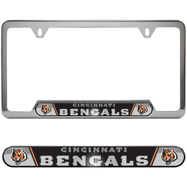 CINCINNATI BENGALS BLACK CHROME METAL LICENSE Plate Frame