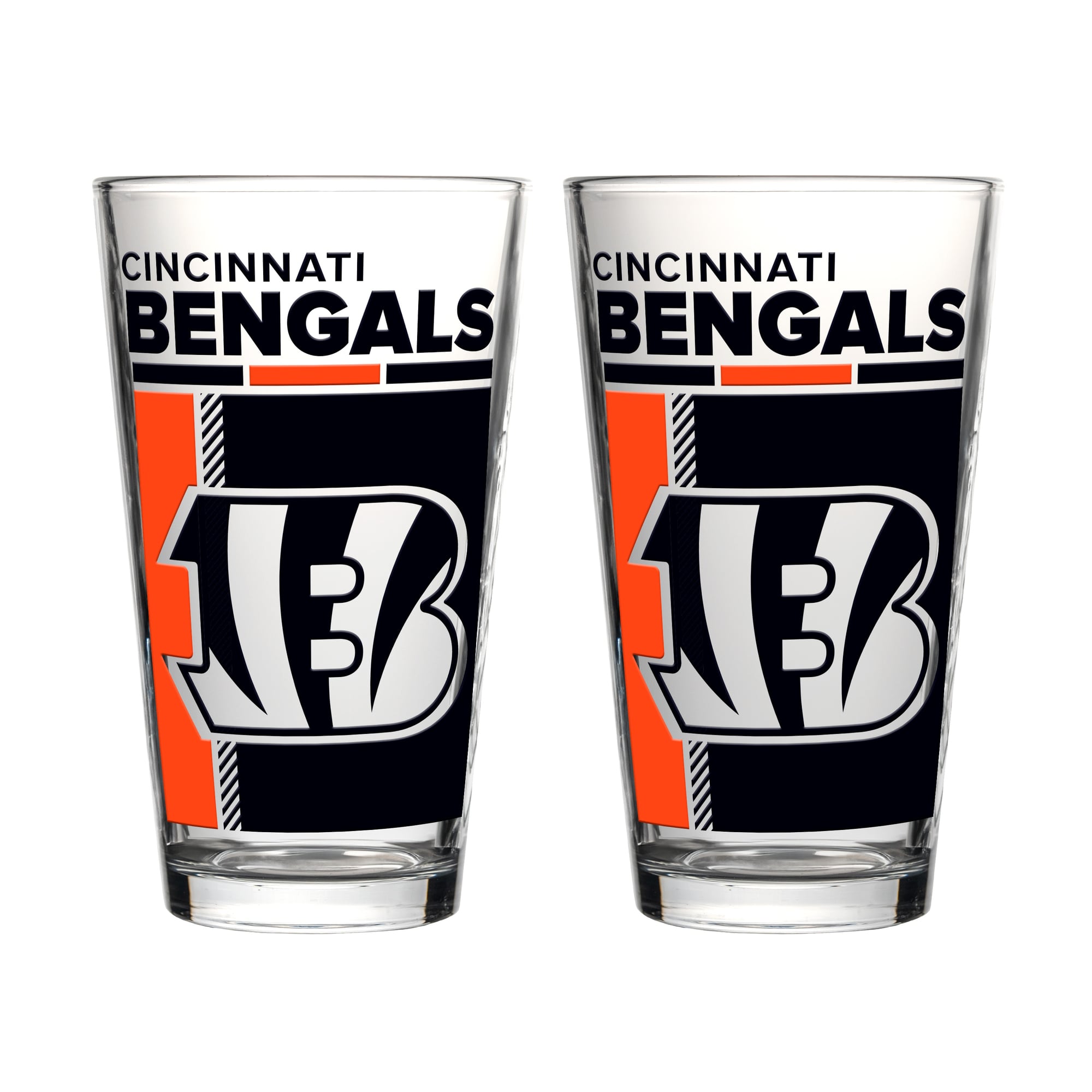 Ensemble de deux verres à bière Logo Brands Cincinnati Bengals de 473 ml (16 oz).