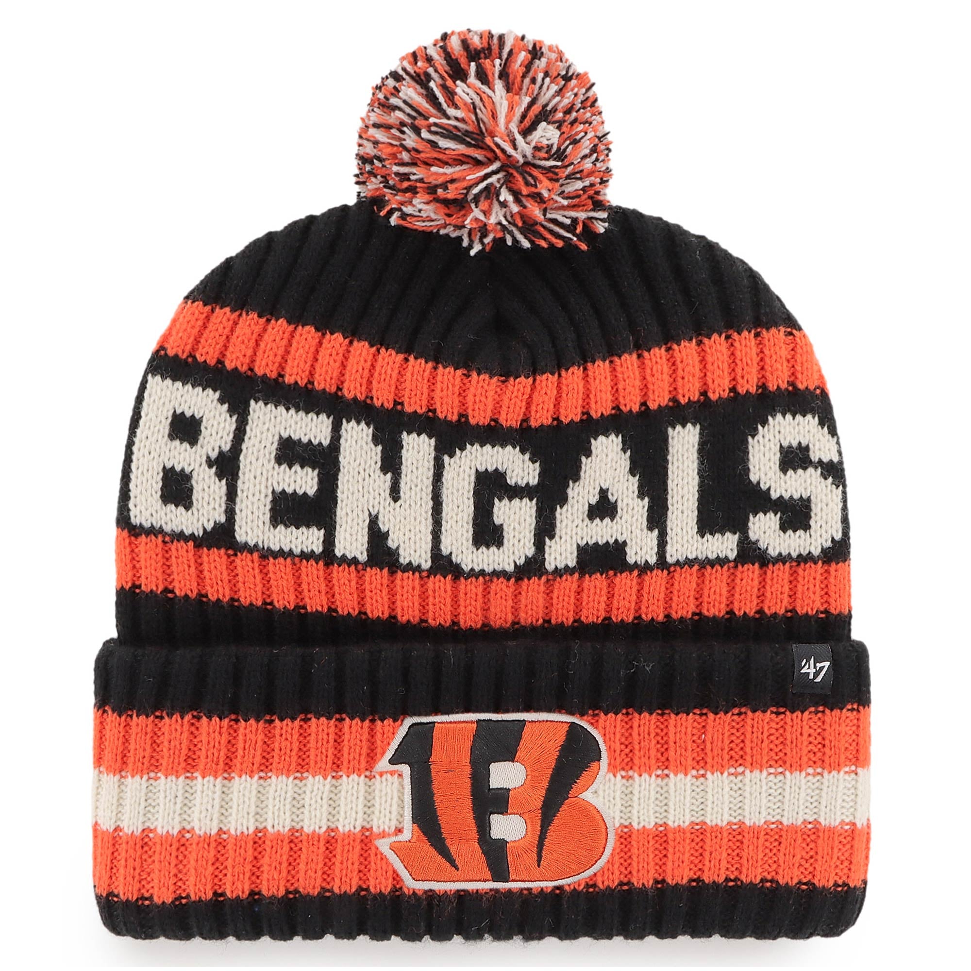 Bonnet en tricot à revers Bering des Cincinnati Bengals '47 pour hommes avec pompon