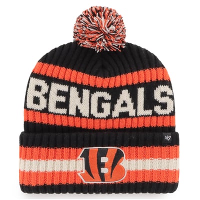 Cincinnati Bengals '47 Bering Cuffed Knit Hat with Pom - Black