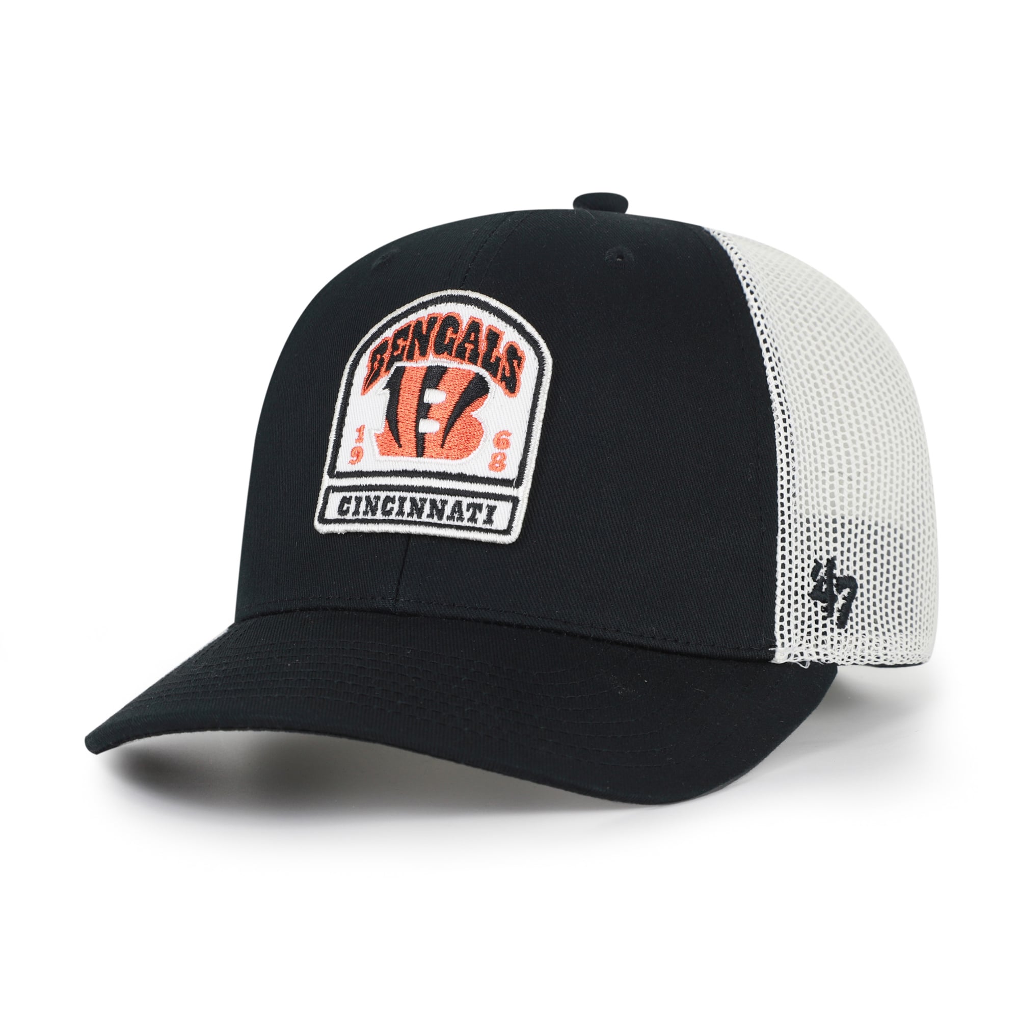 Men's '47 Black Cincinnati Bengals Headstone Trucker Adjustable Hat
