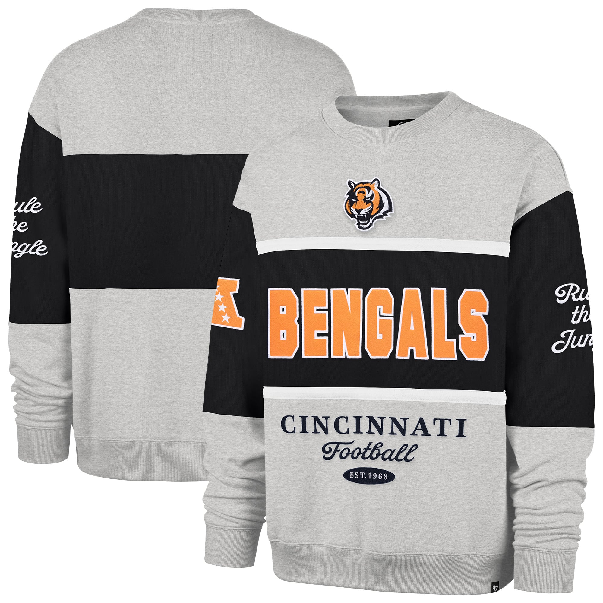 Sweat-shirt Blockfield Maximaliste noir/gris chiné pour homme des Bengals de Cincinnati, modèle 47