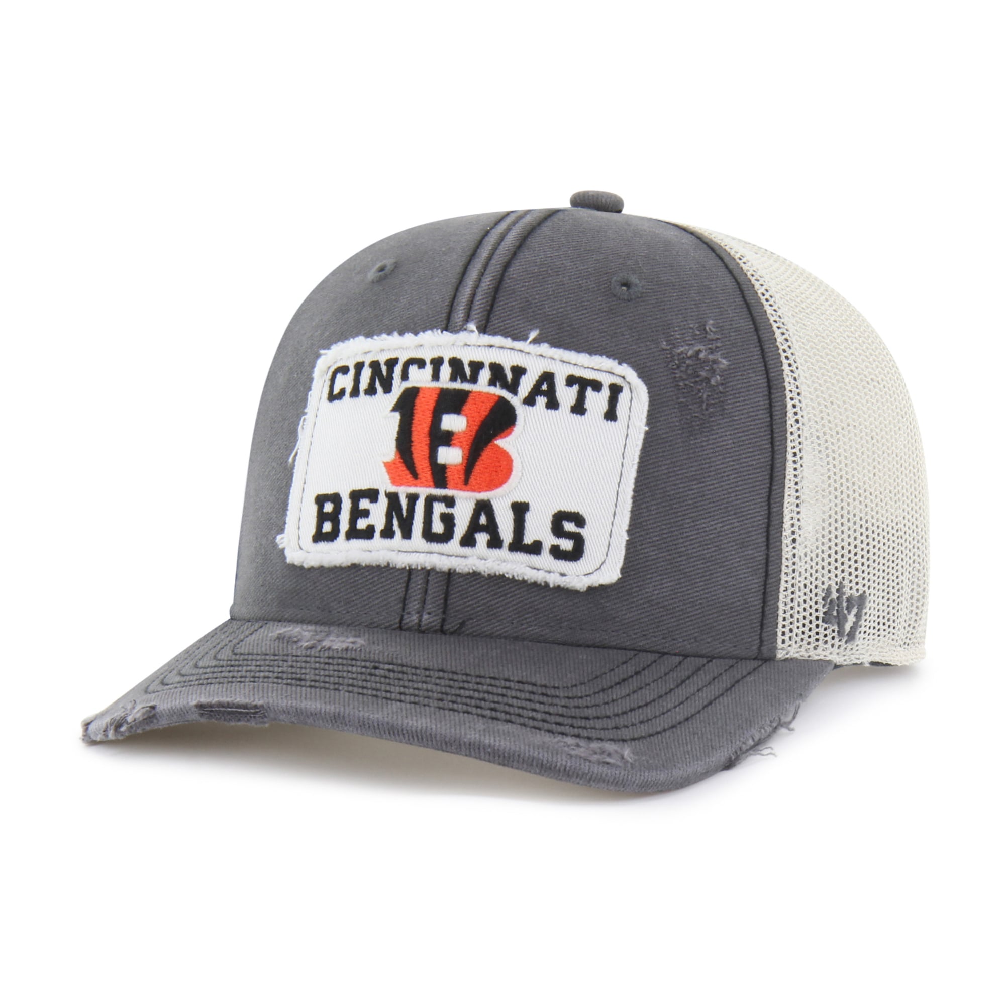 Men's '47 Charcoal Cincinnati Bengals Egremont Well-Worn Adjustable Trucker Hat