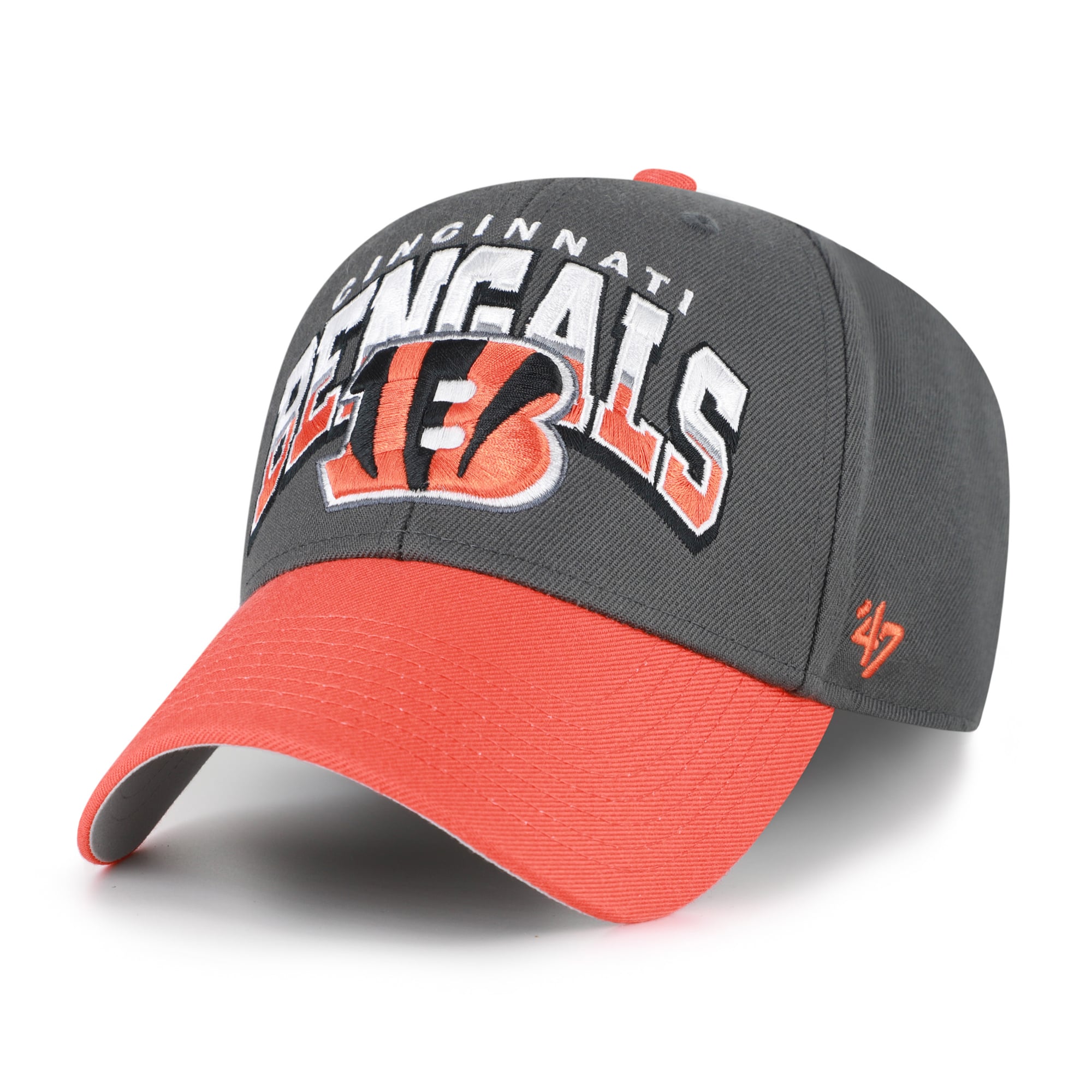 Men's '47 Charcoal Cincinnati Bengals Split Block MVP Adjustable Hat