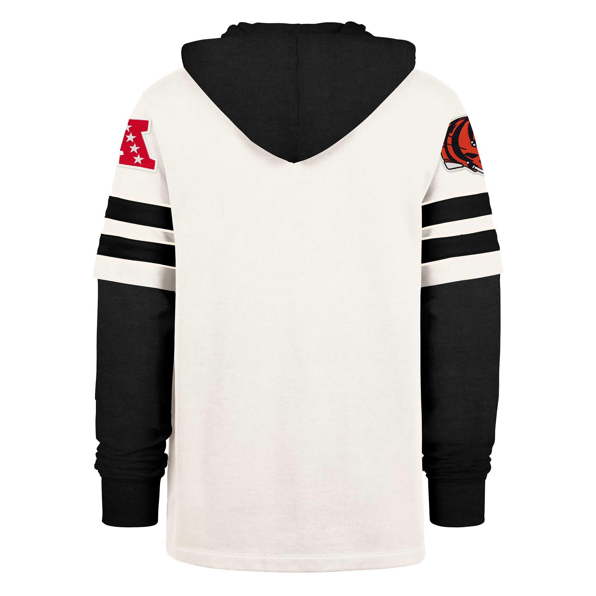 Men's '47 Cream Cincinnati Bengals Split Zone Cornerback Duo Lacer Hoodie