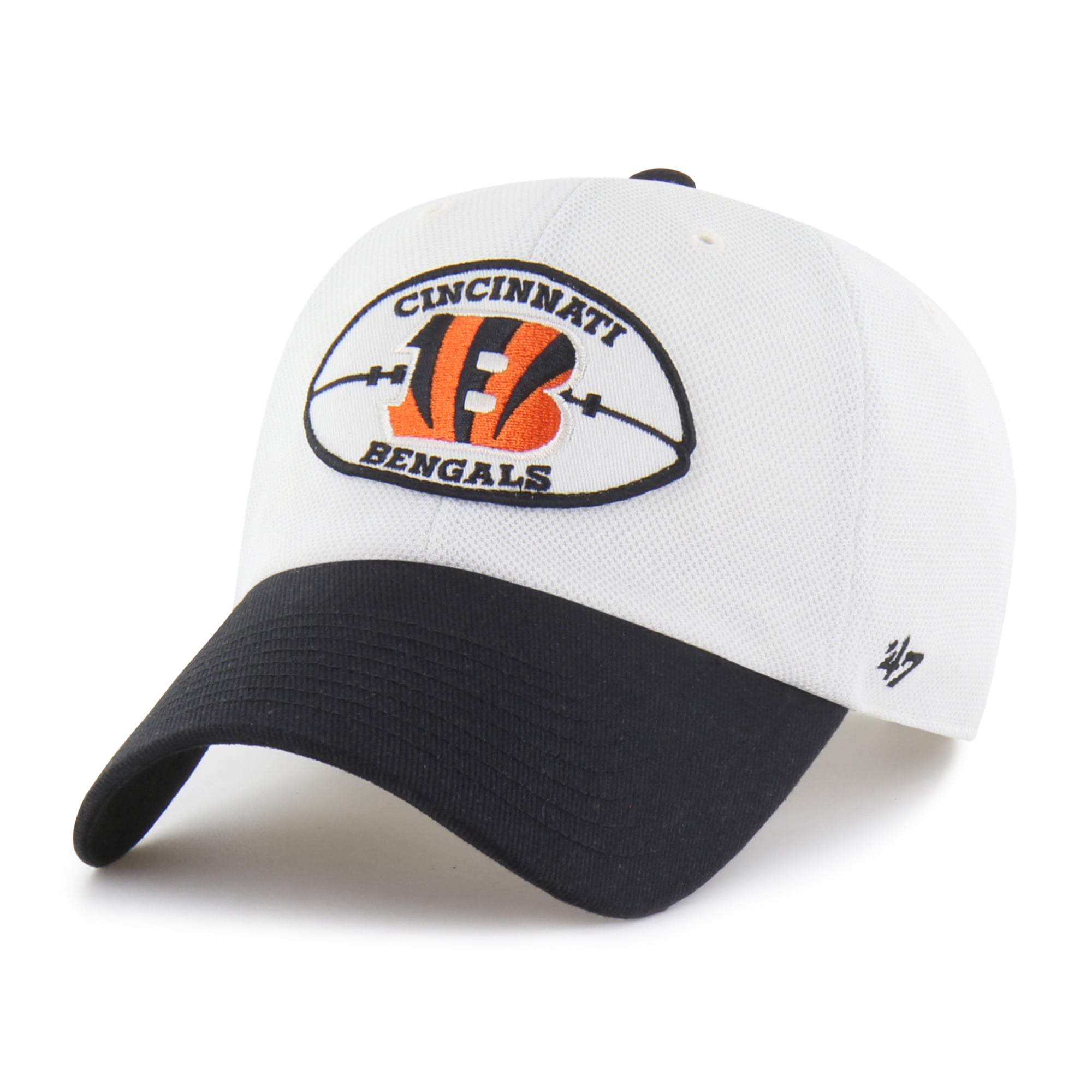 Men's '47 Cream/Black Cincinnati Bengals Pique Patch Clean Up Adjustable Hat