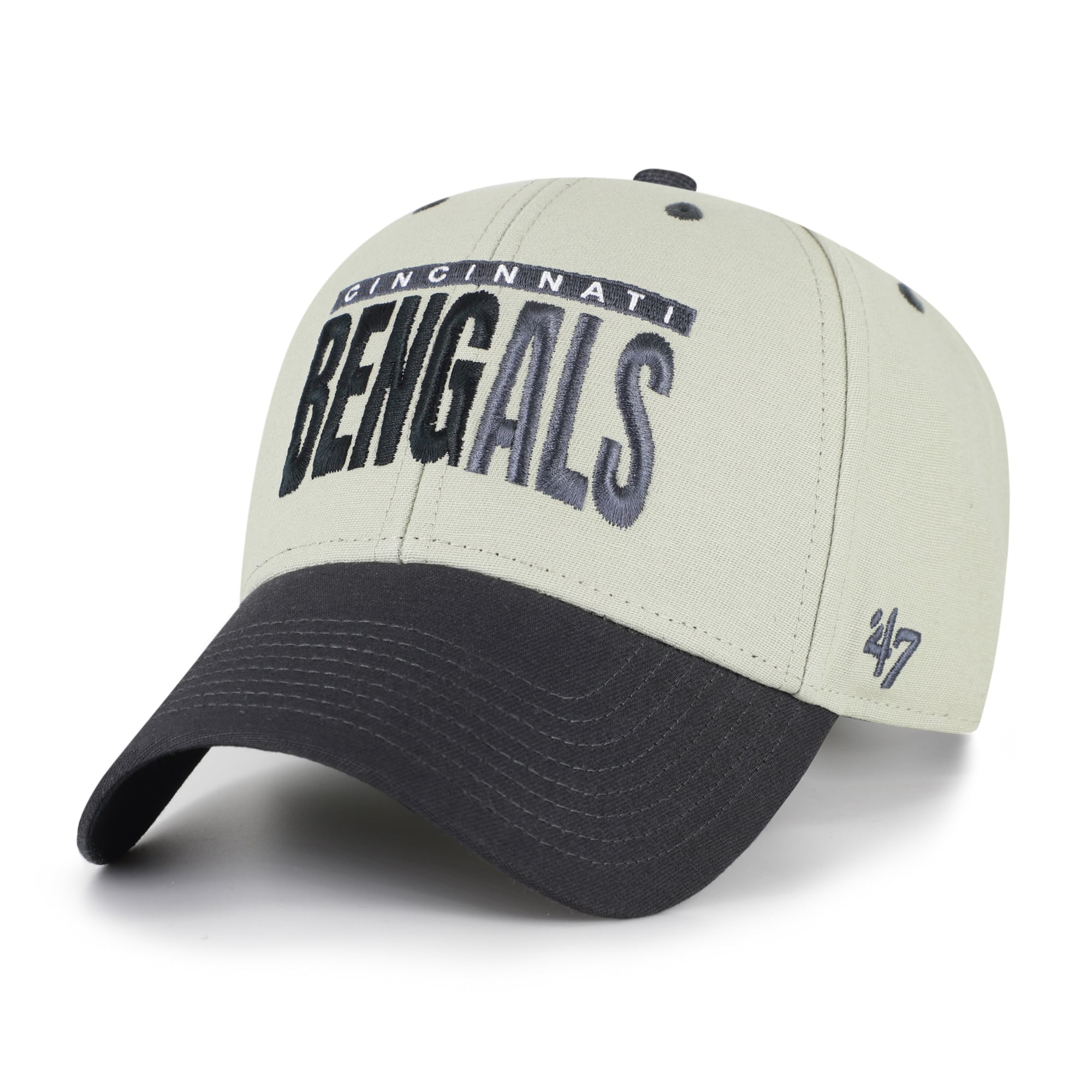 Men's '47 Gray/Black Cincinnati Bengals Half Block Text MVP Adjustable Hat
