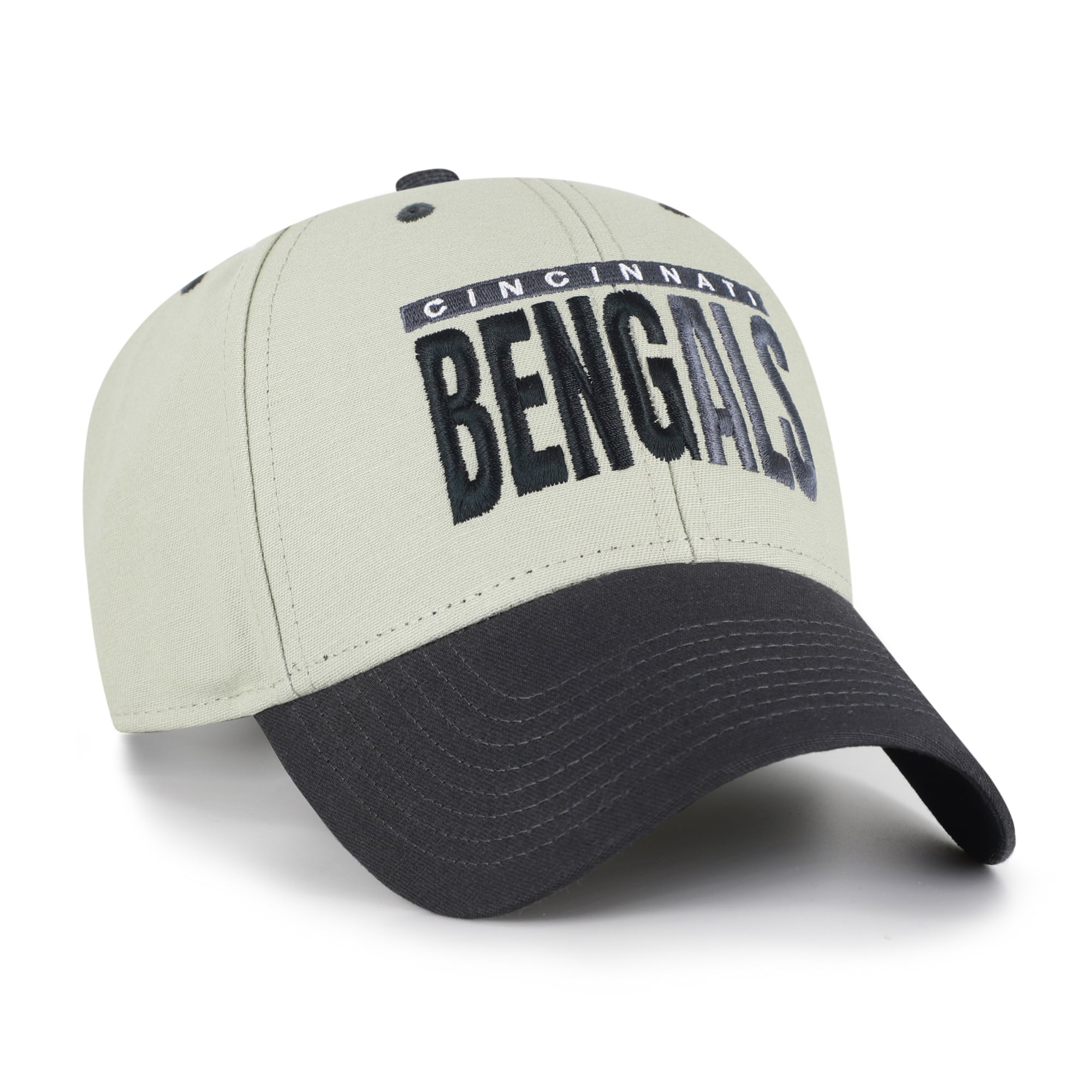 Men's '47 Gray/Black Cincinnati Bengals Half Block Text MVP Adjustable Hat