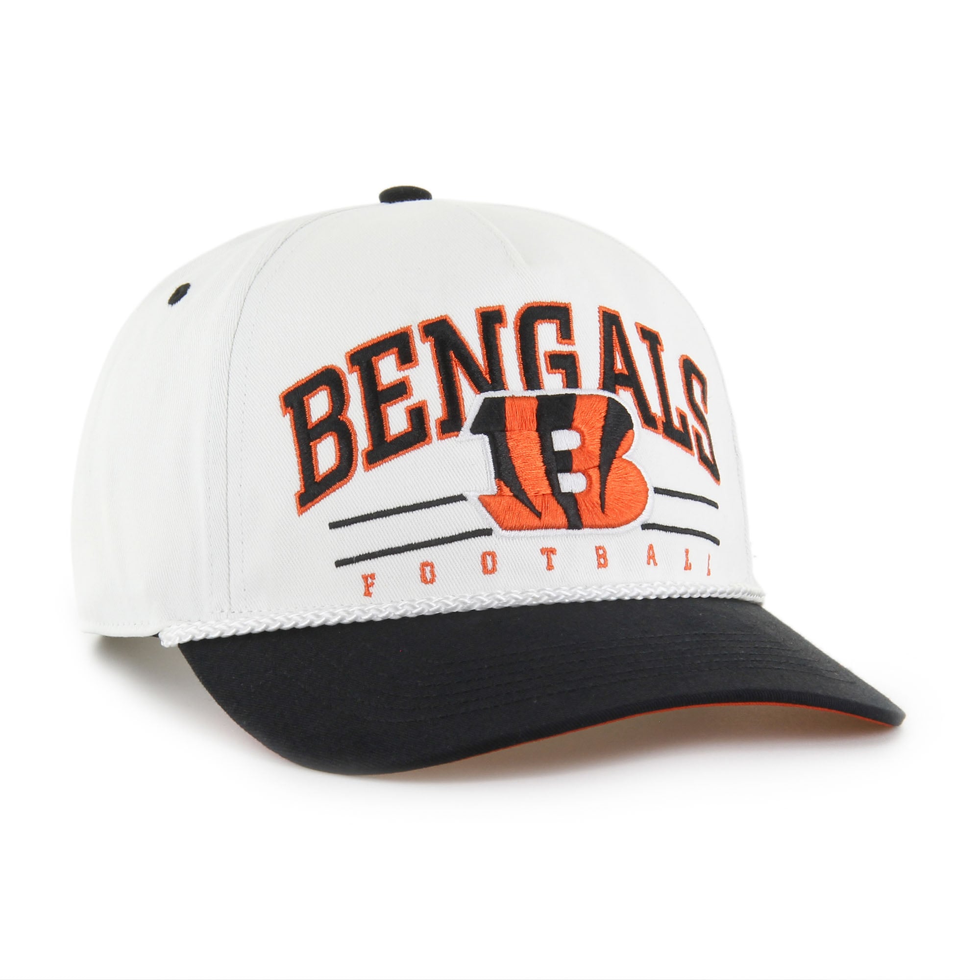Men's '47 White/Black Cincinnati Bengals Roscoe Two-Toned Hitch Adjustable Hat