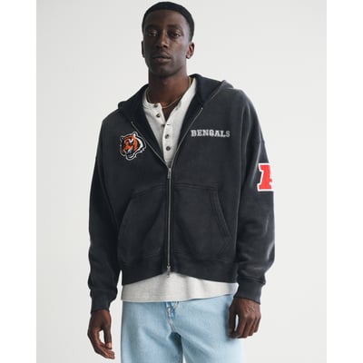 Cincinnati Bengals Abercrombie & Fitch  Fleece Full-Zip Hoodie - Black