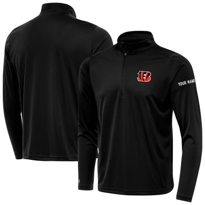 Cincinnati Bengals Antigua  Personalized Tribute Quarter-Zip Pullover - Black