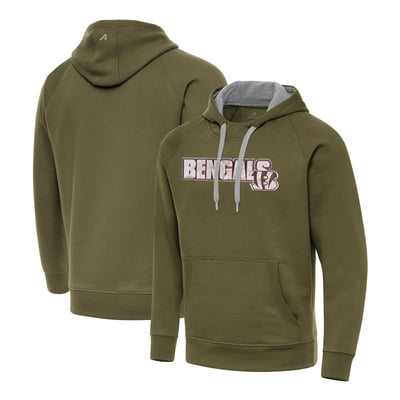 Cincinnati Bengals Antigua Woodland Camo Victory Hoodie - Olive