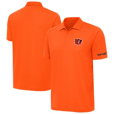 Cincinnati Bengals Antigua  Personalized Tribute Polo - Orange