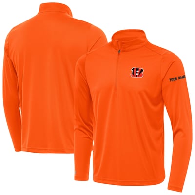 Cincinnati Bengals Antigua  Personalized Tribute Quarter-Zip Pullover - Orange