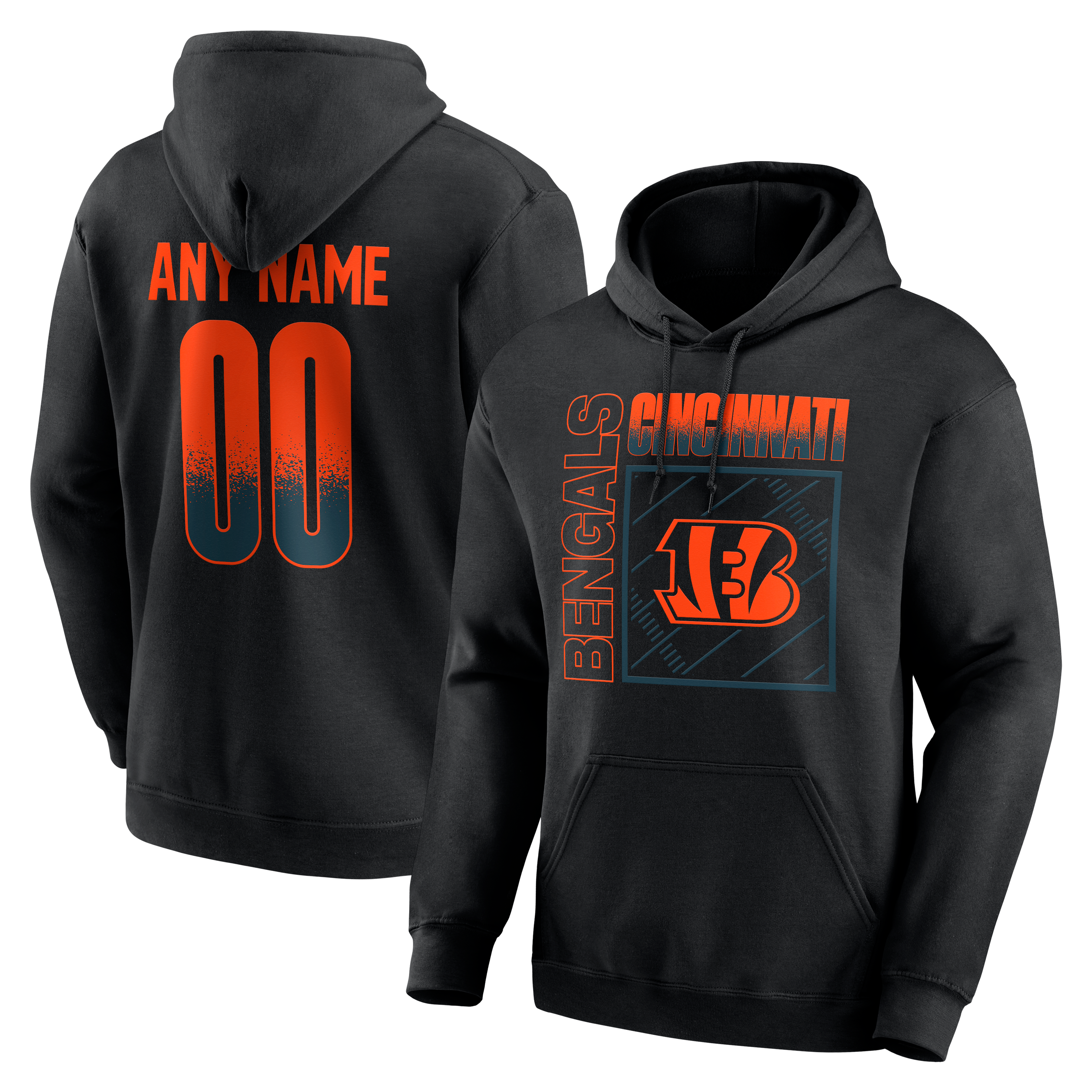 Men's Black Cincinnati Bengals Home Field Pop Personalized Name & Number Hoodie
