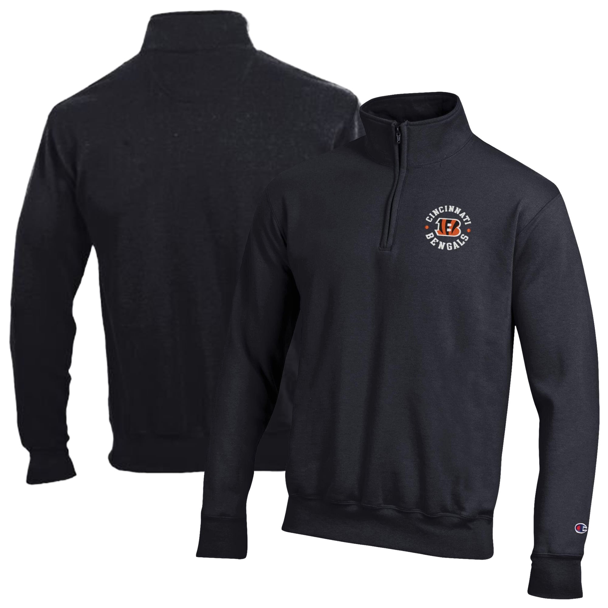 Pull à col zippé Champion noir Cincinnati Bengals Powerblend pour homme
