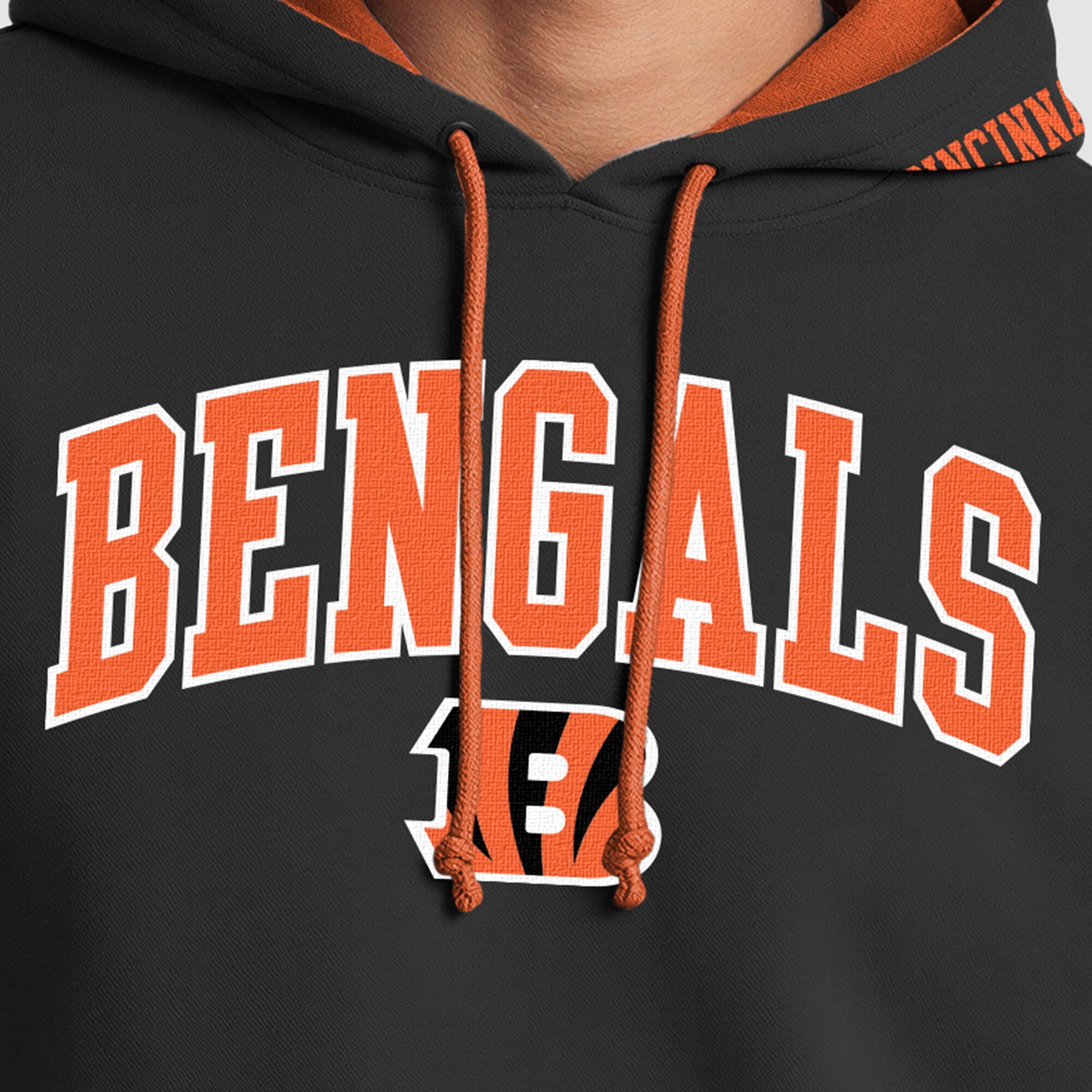 Sweat à capuche contrasté noir et orange Champion pour homme, aux couleurs des Bengals de Cincinnati