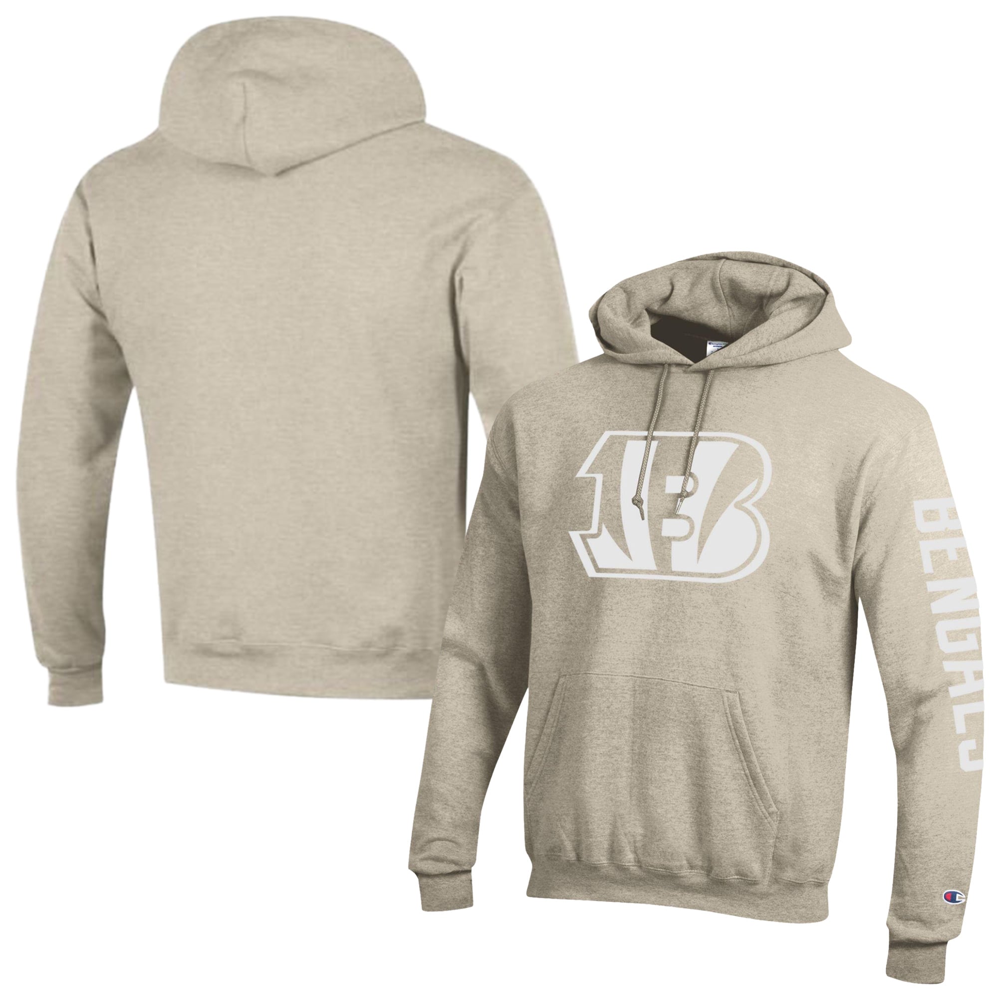 Men's Champion Oatmeal Cincinnati Bengals Powerblend Hoodie