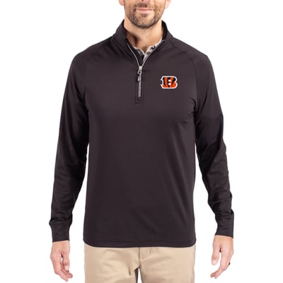 Cincinnati Bengals Cutter & Buck Adapt Eco Knit Quarter-Zip Pullover Jacket - Black