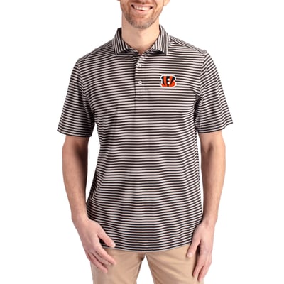 Cincinnati Bengals Cutter & Buck Virtue Eco Pique Stripe Recycled Polo - Black
