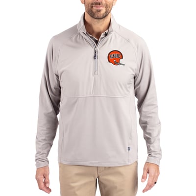Cincinnati Bengals Cutter & Buck Adapt Eco Knit Hybrid Recycled Quarter-Zip Throwback Pullover Top - Gray