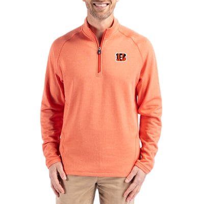 Cincinnati Bengals Cutter & Buck Peshastin Eco Fleece Tri-Blend Raglan Recycled Quarter-Zip Jacket -  Heather Orange